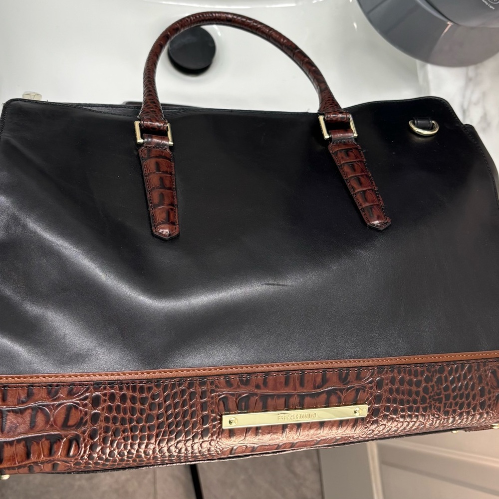Brahmin Black and Brown LeatherTote Bag